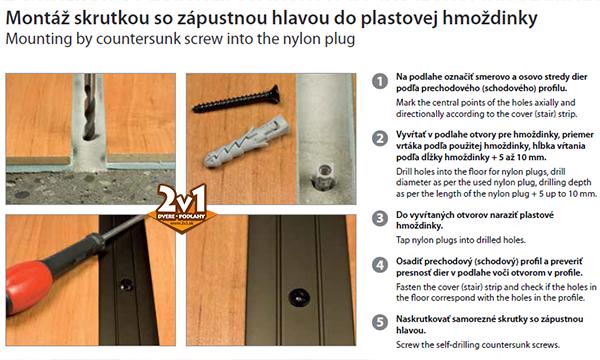 Montáž skrutkou so zápustnou hlavou