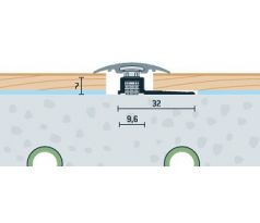 Upevňovací mostík PRINZ, šírka 32 mm, hliník, prírodný, dĺžka 270 cm